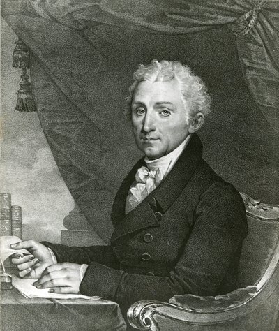 James Monroe, 5° Presidente degli Stati Uniti (litografia in b/n) da Gilbert Stuart
