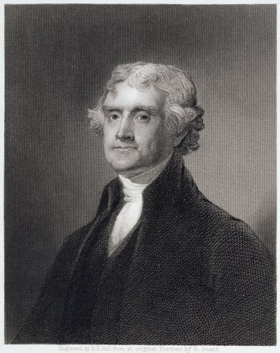 Ritratto di Thomas Jefferson, inciso da Henry Bryan Hall (1808-84) da Gilbert Stuart