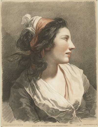 Busto di giovane donna con fazzoletto da Gilles Antoine Demarteau
