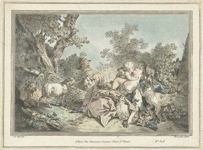 Pastorella abbracciata da Amore da Gilles Antoine Demarteau