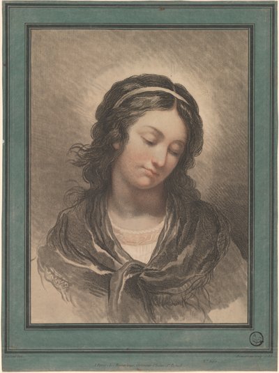 Testa di una donna che guarda in basso da Gilles Antoine Demarteau after François André Vincent