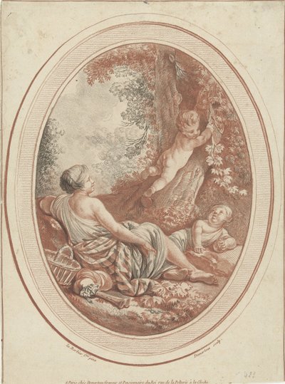 Baccanale con ninfa e putti tra gli alberi da Gilles Demarteau