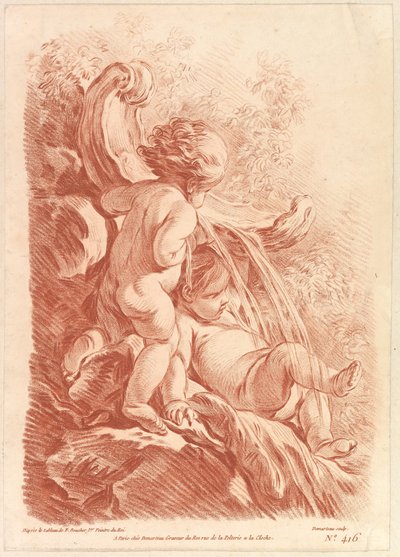 Fontana con due cupidi, ca. 1773 da Gilles Demarteau