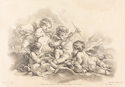 Quattro Cherubini alla Pratica di Tiro da Gilles Demarteau