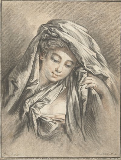 Testa di donna con drappo sulla testa da Gilles Demarteau