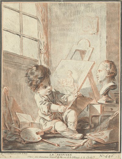 Bambino come pittore in atelier da Gilles Demarteau