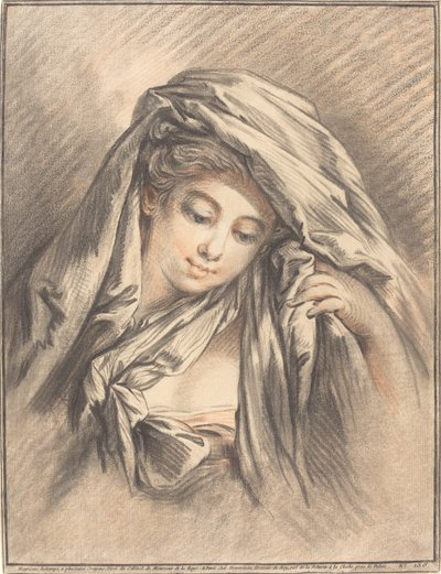Giovane donna con il capo coperto da Gilles Demarteau