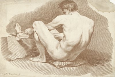 Nudo maschile seduto con corda da Gilles Demarteau