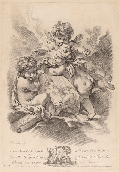 Allegoria della pittura con tre cherubini da Gilles Demarteau the Elder after François Boucher