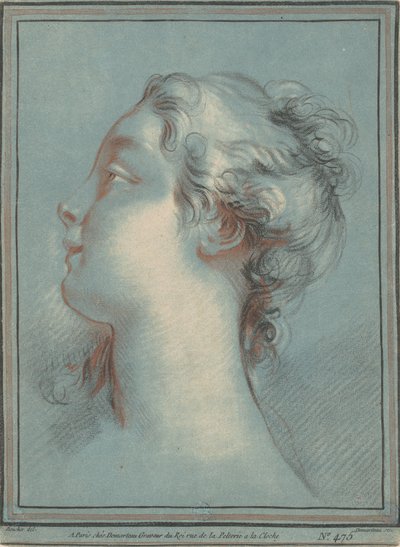 Testa di una giovane donna rivolta a sinistra da Gilles Demarteau, the Elder, after François Boucher