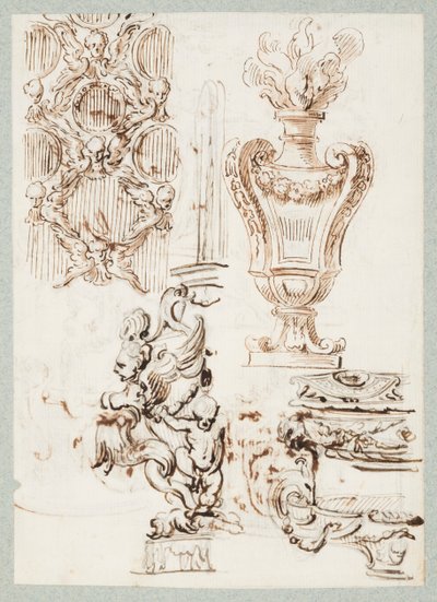 Uno Schermo Forato, Urna, una Fontana e Due Bacini da Gilles Marie Oppenord