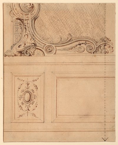 Disegno, Progetto per la parte inferiore di un pannello murale, 1714 da Gilles Marie Oppenord