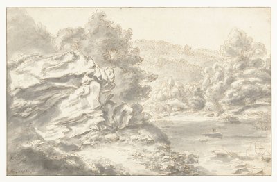 Rocce e fiume in un paesaggio collinare da Gilles Neyts