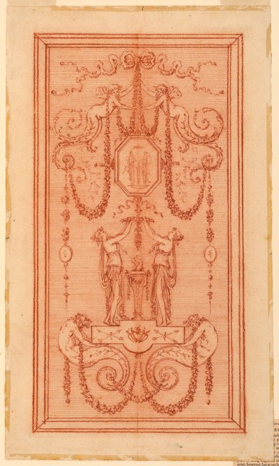 Progetto per un Pannello Decorativo (con Ninfe e Ghirlande) da Gilles Paul Cauvet