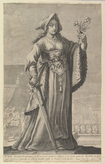 Una donna cristiana francese Une Dame Chrétienne et Française, 1647. Creatori: Gilles Rousselet, Abraham Bosse da Gilles Rousselet and Abraham Bosse