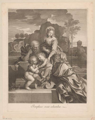 Sacra Famiglia con Elisabetta e Giovanni Battista con colomba da Gilles Rousselet