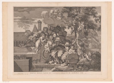 Sacra Famiglia con putti vicino a un melo da Gilles Rousselet
