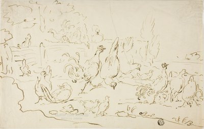 Galline e galli in cortile da Gillis Claesz. de Hondecoeter