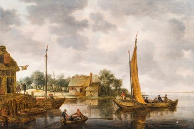 Paesaggio fluviale con traghetto, c.1640 da Gillis Peeters
