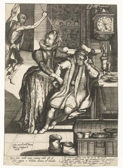 Giovane donna con vecchio uomo minacciata dalla Morte da Gillis van Breen