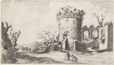 Fontana presso una rovina con una torre rotonda da Gillis van Scheyndel (I)