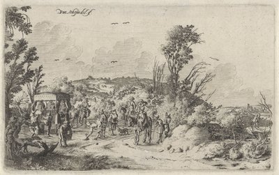 Carrozza e cavalieri su una strada di campagna da Gillis van Scheyndel (I)