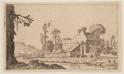 Rovine trasformate in una fattoria su un fiume, da Twelve Landscapes da Gillis van Scheyndel