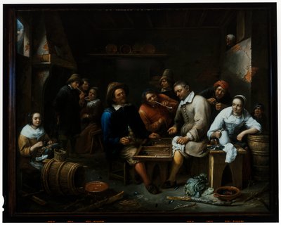 Giocatori di backgammon in un interno di una taverna da Gillis van Tilborgh