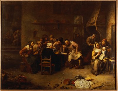 Contadini che bevono e fumano in una locanda da Gillis van Tilborgh