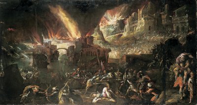 Enea salva suo padre dalla Troia in fiamme da Gillis van Valckenborch