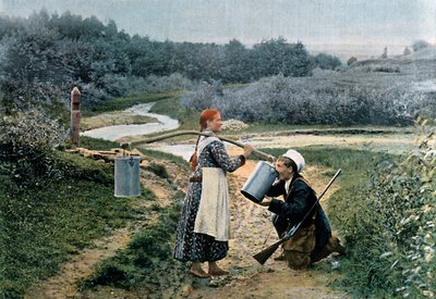 Un cacciatore beve da una giovane donna, Russia, c1890 da Gillot
