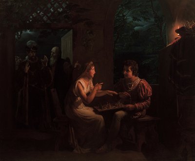 Ferdinando e Miranda che giocano a scacchi da Gillot Saint Evre