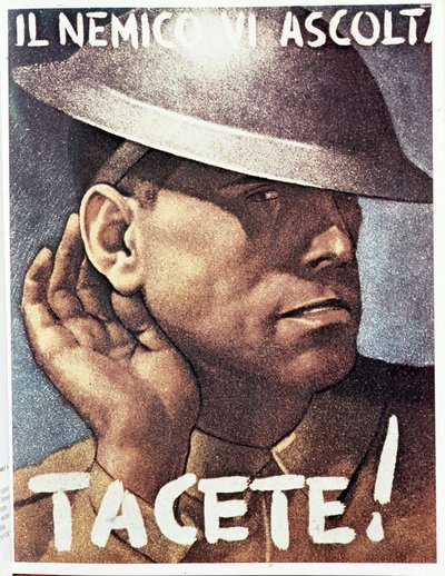 Tacete, il nemico vi ascolta - manifesto di propaganda italiana, v.1942 Illustrazione di Gino Boccasile (1901-1952) da Gino Boccasile
