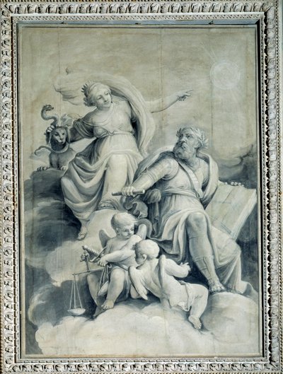 La giustizia premia il merito e mostra la casa della virtù, allegoria da Gio Batta Celle