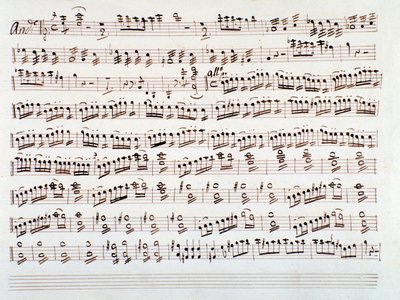 Pagina della partitura musicale per violino di una sinfonia di Gioacchino Rossini da Gioachino Rossini