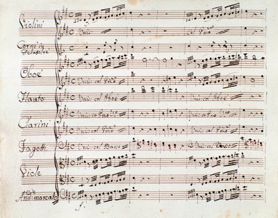 Pagina di spartito musicale per la sinfonia ridotta per pianoforte di Tancredi, opera di Gioacchino Rossini da Gioachino Rossini