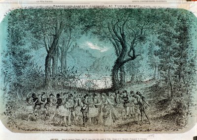 Illustrazione per la scena della follia di Ofelia in Amleto di Ambroise Thomas da Giorgio Dalsani