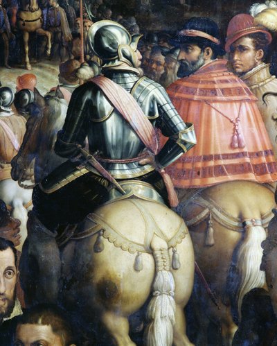 Il trionfo dopo la guerra a Siena, Italia. Dettaglio. Dipinto di Giorgio Vasari e il suo studio (1511-1574) da Giorgio (and workshop) Vasari