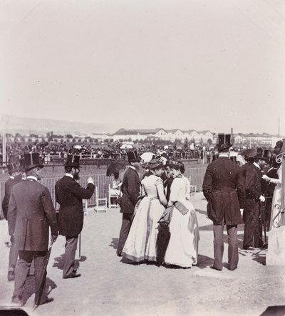 Ippodromo dei spettatori nel Parco delle Cascine: Giovanni Fabbroni, Marchese Eugenio Niccolini e sua moglie, la Contessa Guicciardini, L. Manara da Giorgio Enrico (attr.to) Levi
