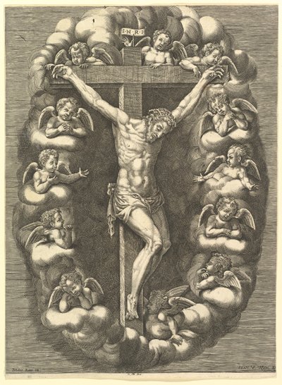 Il Cristo crocifisso circondato da angeli in lutto, 1575-1679 da Giorgio Ghisi