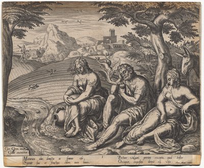 La Parabola del Seminatore e del Seme: Il Seme Caduto sulla Strada (dopo Gerard Van Groeningen, attivo ad Anversa 1563-1573) da Giorgio Ghisi