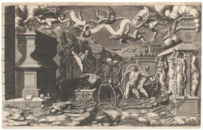 La visione di Ezechiele, un gruppo di cadaveri e scheletri che emergono dalle tombe da Giorgio Ghisi