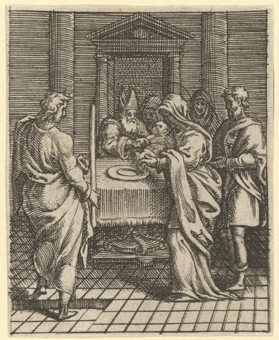 Vergine dei Dolori: La Presentazione al Tempio, uno dei nove compartimenti circostanti, entro il 1575 da Giorgio Ghisi