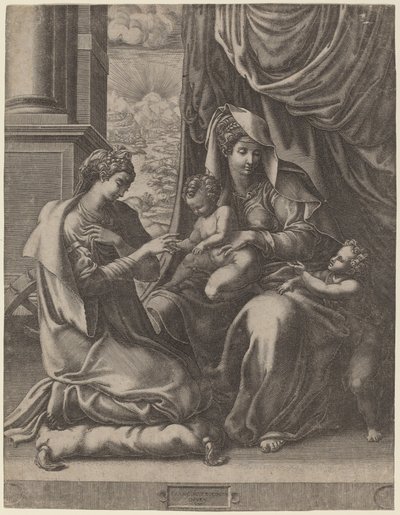 Il matrimonio mistico di Santa Caterina da Giorgio Ghisi after Francesco Primaticcio