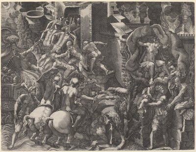 La Caduta di Troia e la Fuga di Enea da Giorgio Ghisi after Giovanni Battista Scultori