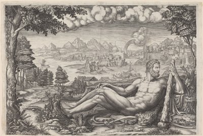 Ercole che Riposa dalle Sue Fatiche da Giorgio Ghisi after Giulio Romano
