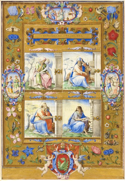 I Quattro Evangelisti, con una Cornice di Fiori, Uccelli e Insetti da Giorgio Giulio Clovio