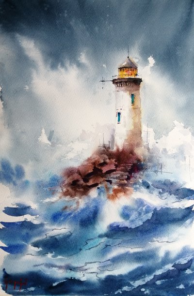 Un faro in un mare in tempesta da Giorgio Gosti