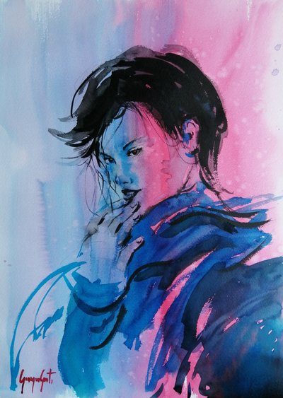 Ritratto dinamico rosa e blu da Giorgio Gosti