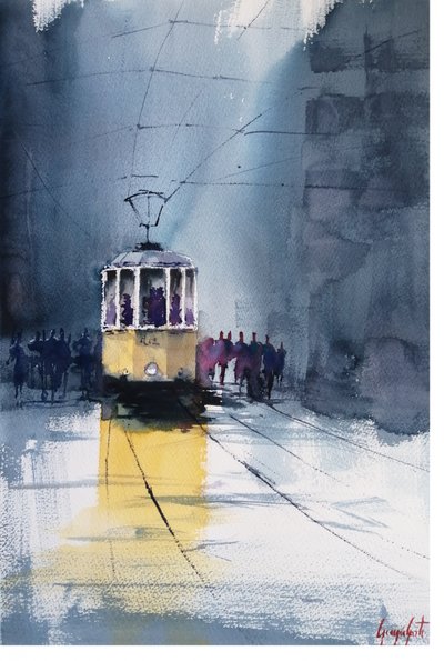 Il tram della città piovosa da Giorgio Gosti